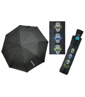 Automatyczna parasolka damska Perletti, CZARNA w CZASZKI