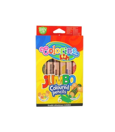 Grube kredki DREWNIANE Colorino JUMBO MINI 6 kolorów + temperówka