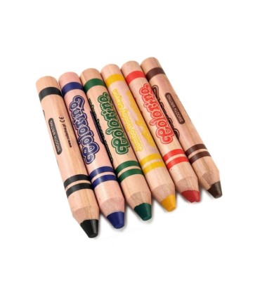 Grube kredki DREWNIANE Colorino JUMBO MINI 6 kolorów + temperówka