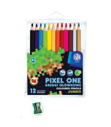 Kredki ołówkowe jumbo Pixel One Astra + temperówka