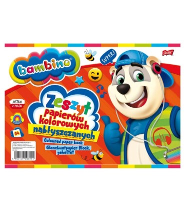Zeszyt papierów nabłyszczanych BAMBINO 10 kolorowych kartek A4 Unipap