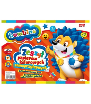 Zeszyt papierów samoprzylepnych BAMBINO 8 kolorowych kartek A4 Unipap