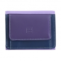 Skórzany mały portfel damski marki DuDu®, granatowy + fioletowy