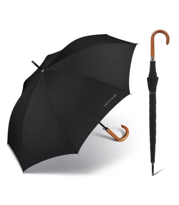 Długi parasol męski Pierre Cardin z drewnianą rączką