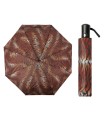Lekka, automatyczna parasolka damska z włóknem do torebki, brązowa we wzory