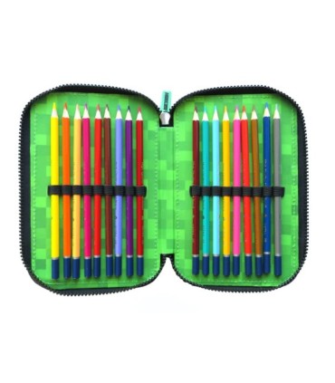 Piórnik szkolny potrójny Astra Minecraft z wyposażeniem