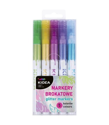 Markery brokatowe 5 błyszczących kolorów Kidea
