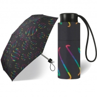 Kieszonkowa, ultra mini parasolka Happy Rain 16 cm, czarna w kreski