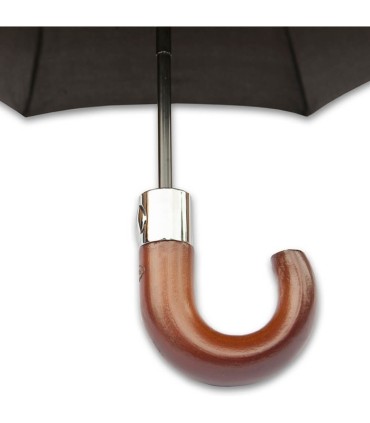 Czarna automatyczna parasolka męska z drewnianą rączką marki Parasol 