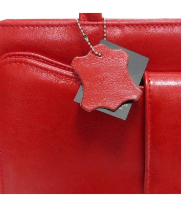 Teczka damska dwukomorowa z paskiem ze SKÓRY NATURALNEJ, czarna