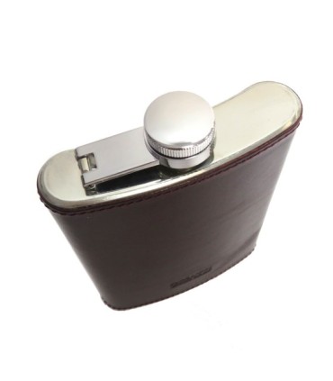 Skórzana elegancka piersiówka Orsatti 240 ml, czerwona