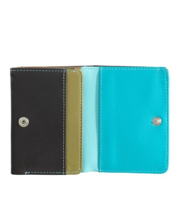 Skórzany mały portfel damski marki DuDu®, ciemny brąz, błękit  + inne