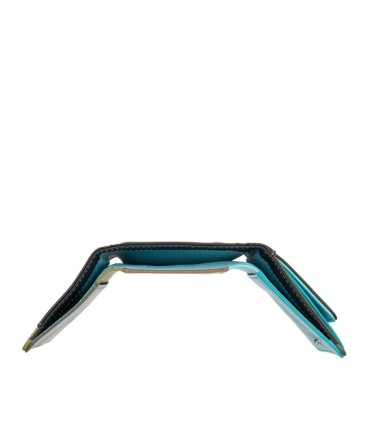 Skórzany mały portfel damski marki DuDu®, ciemny brąz, błękit  + inne