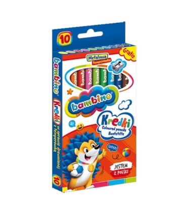 12 grubych kredek ołówkowych Bambino + temperówka