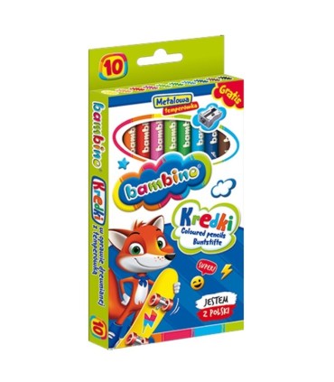 12 grubych kredek ołówkowych Bambino + temperówka