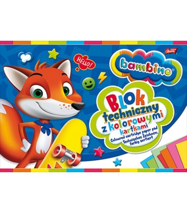  Blok techniczny BAMBINO A4 z kolorowymi kartkami + złota i srebrna