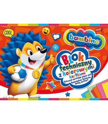  Blok techniczny BAMBINO A4 z kolorowymi kartkami + złota i srebrna