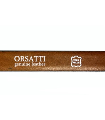 Brązowy skórzany pasek damski 1,5 cm marki Orsatti