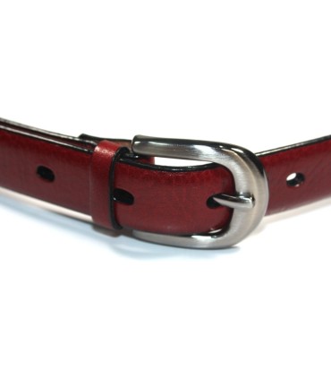 Czerwony skórzany pasek damski 2 cm marki Orsatti