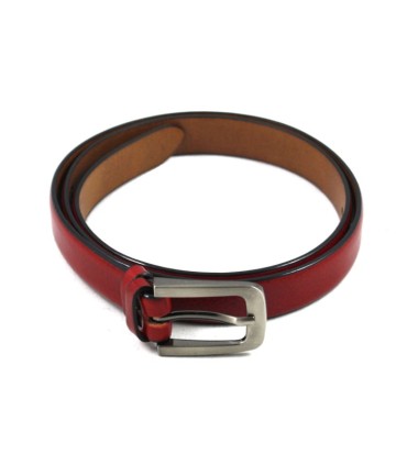 Czerwony skórzany pasek damski 2 cm marki Orsatti