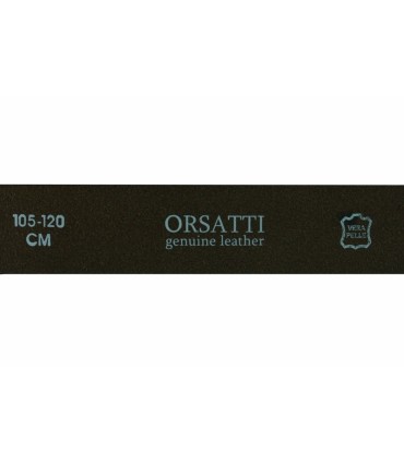 Czarny pasek do garnituru marki Orsatti z zabudowaną klamrą