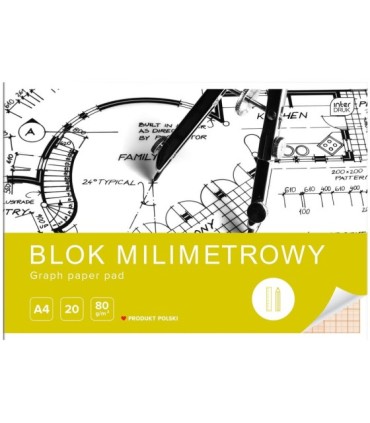 BLOK MILIMETROWY, A4, 20 KARTEK INTERDRUK