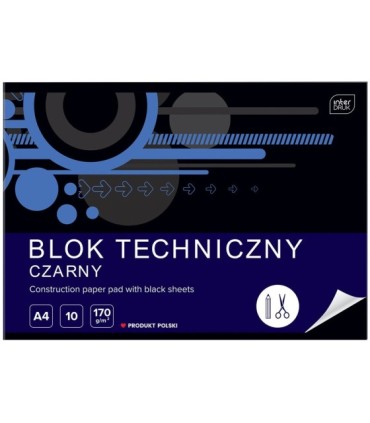 Blok techniczny INTERDRUK czarny A4 - 10 arkuszy, 170g/m2