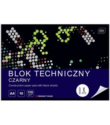 Blok techniczny INTERDRUK czarny A4 - 10 arkuszy, 170g/m2