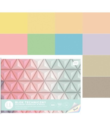 Blok techniczny pastelowy INTERDRUK 10 arkuszy, 160g/m2