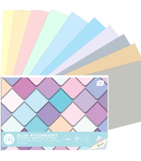 BLOK RYSUNBLOK RYSUNKOWY PASTELOWY 10 KARTEK A4 80g InterdrukKOWY KOLOROWY, A4, 10 KARTEK, 80g, INTERDRUK