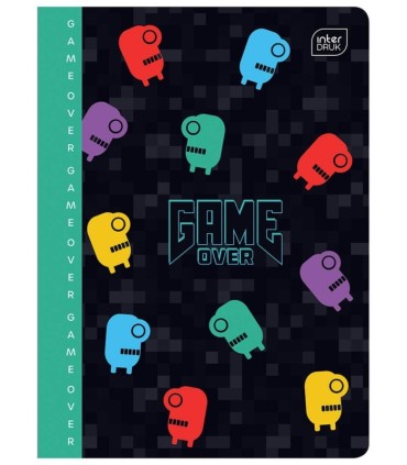 4 X ZESZYT A5, 32 KARTKI, KRATKA Z MARGINESEM, INTERDRUK GAME OVER