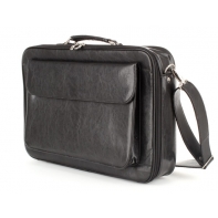 Skórzana torba na laptopa G-541A, na laptop+mini biuro, czarna
