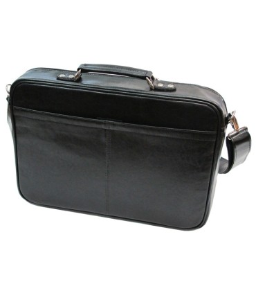 Skórzana torba na laptopa G-541A, na laptop+mini biuro, czarna