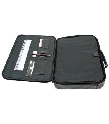 Skórzana torba na laptopa G-541A, na laptop+mini biuro, czarna