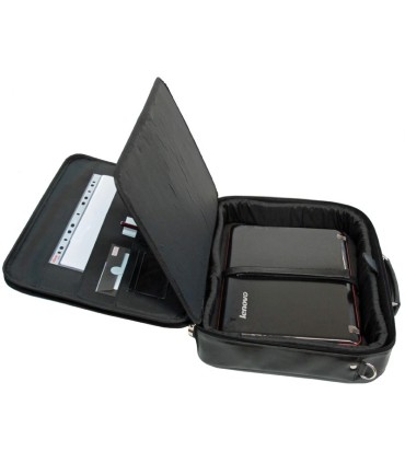 Skórzana torba na laptopa G-541A, na laptop+mini biuro, czarna