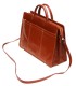 Teczka damska ze skóry naturalnej, dwukomorowa, koniakowa