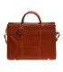Teczka damska ze skóry naturalnej, dwukomorowa, koniakowa