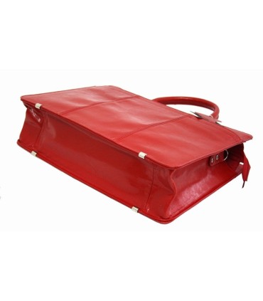 Teczka damska ze skóry naturalnej, jednokomorowa, czerwona