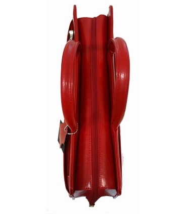 Teczka damska ze skóry naturalnej, jednokomorowa, czerwona