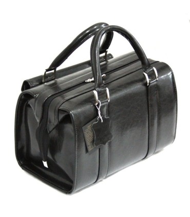 Mini kuferek damski, bardzo pojemny, skóra naturalna, czarny