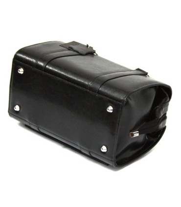 Mini kuferek damski, bardzo pojemny, skóra naturalna, czarny