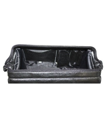 Mini kuferek damski, bardzo pojemny, skóra naturalna, czarny