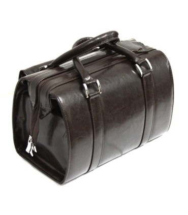 Mini kuferek damski, bardzo pojemny, skóra naturalna, brązowy