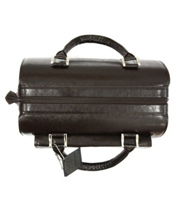 Mini kuferek damski, bardzo pojemny, skóra naturalna, brązowy