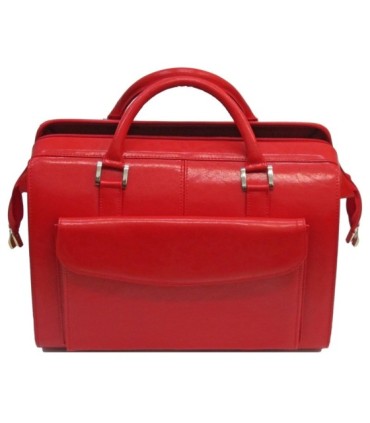 Bardzo pojemny kuferek damski w kolorze czerwonym, skóra naturalna