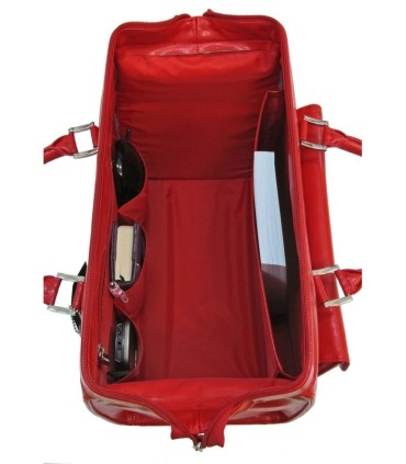 Bardzo pojemny kuferek damski w kolorze czerwonym, skóra naturalna