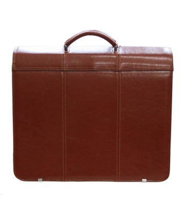 Teczka męska ze skóry naturalnej, trzykomorowa, czarna