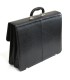 Teczka męska ze skóry naturalnej, dwukomorowa z dwiema kieszeniami, czarna