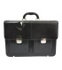 Teczka męska ze skóry naturalnej, dwukomorowa z dwiema kieszeniami, czarna