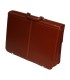Teczka męska ze skóry naturalnej, dwukomorowa z dwiema kieszeniami, koniakowa